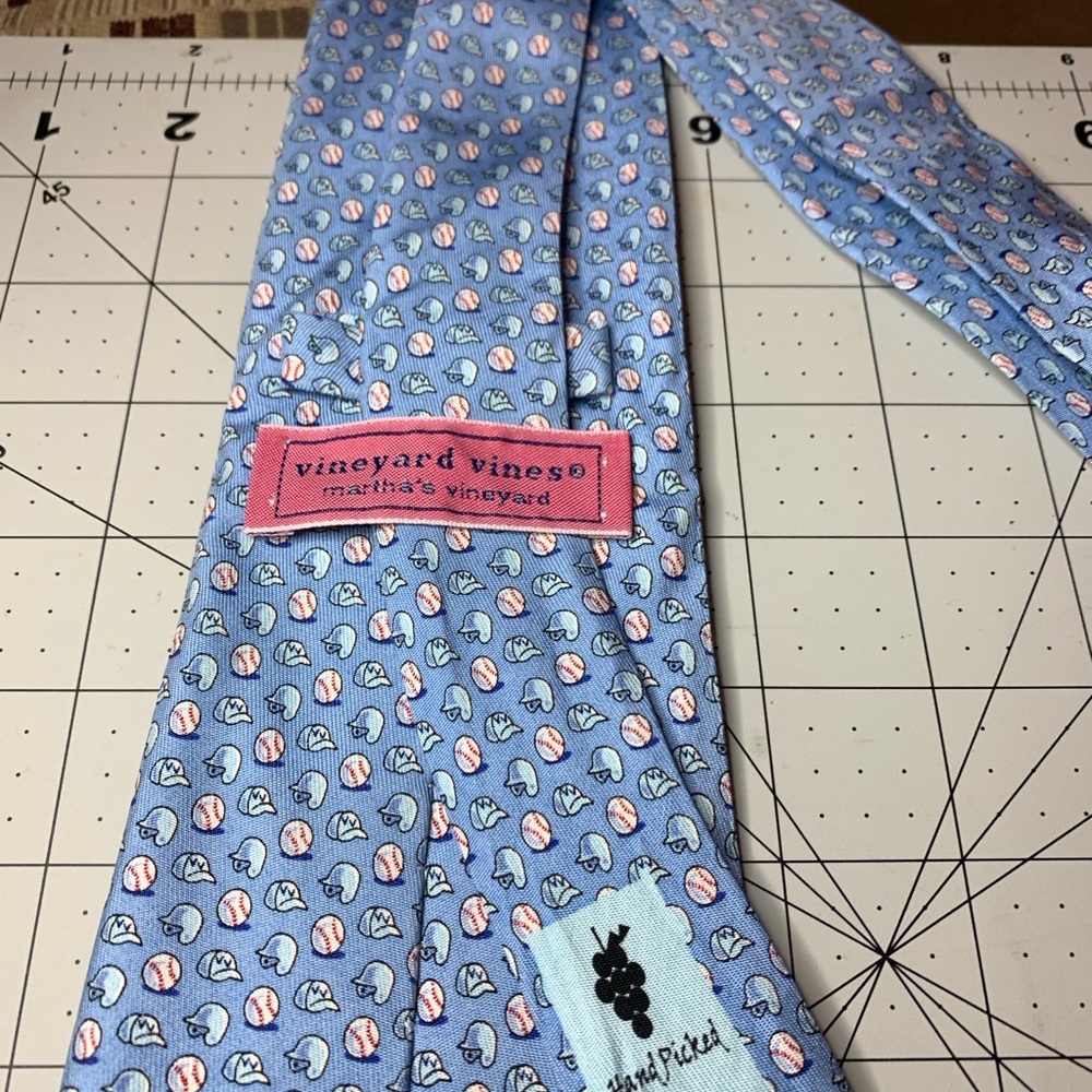 Baseball Vineyard Vines Light Blue Pattern Tie 10… - image 2